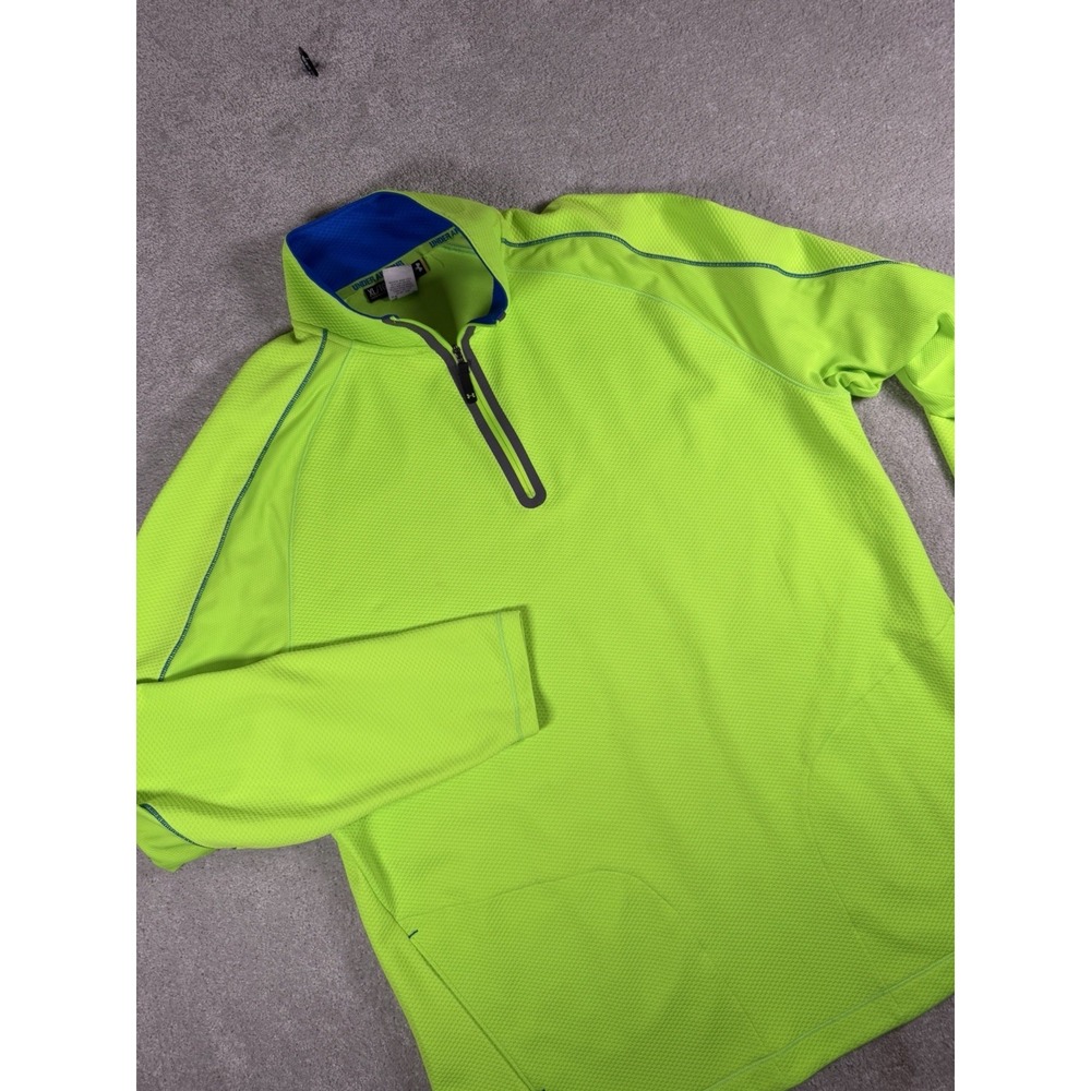Under Armour Pullover Men's XL Neon 1/4 Zip Loose L/S Sweatshirt UA Lightweight